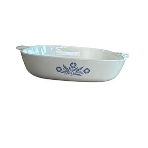 White and Blue Floral Corning Ware Baking Dish